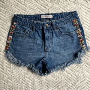 Altar’d State high waist embroidered denim shorts